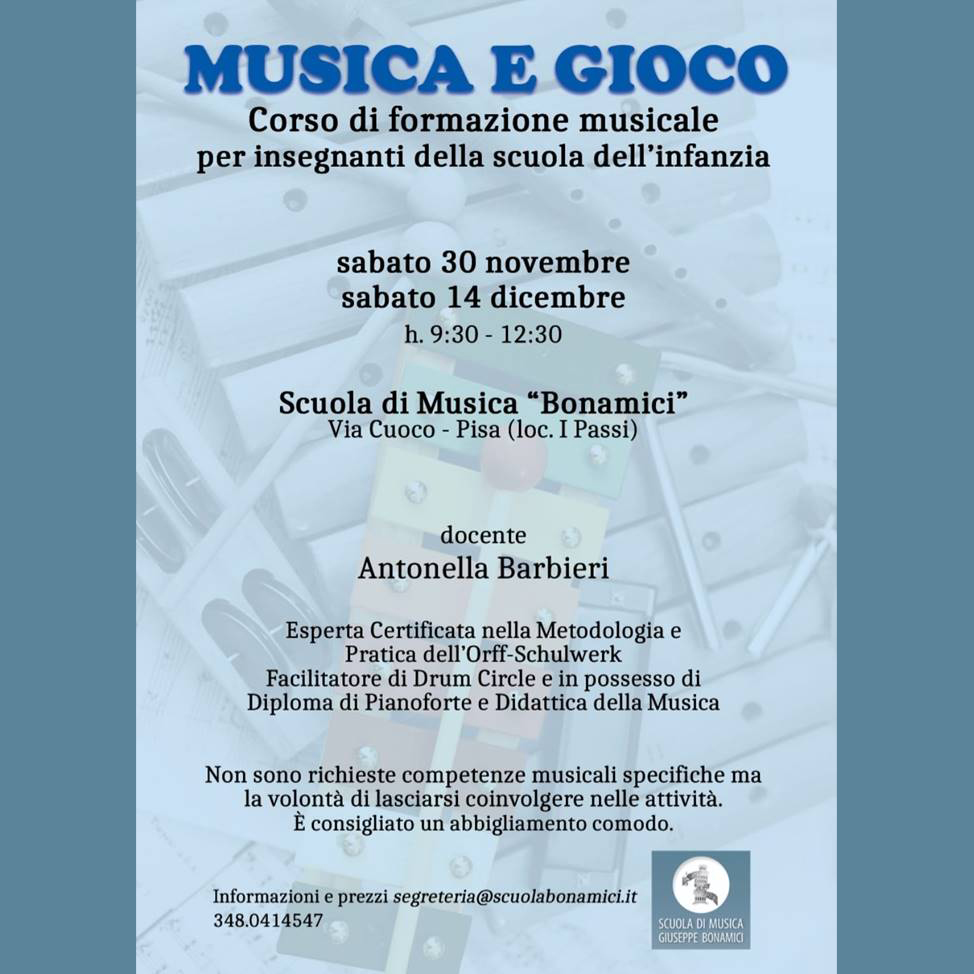 Musica e Gioco, corso di formazione per insegnanti